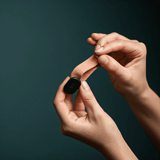 Close up of attaching sensor to elastic band