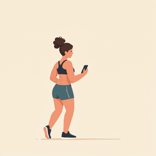 Person using app while exercising